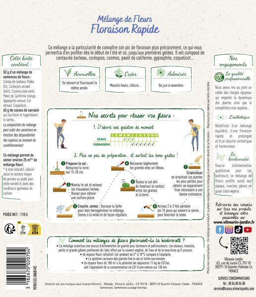 Mélanges de fleurs - Floraison Rapide - 25 m² - Mélange de fleurs - MEDIA_PACKAGING_VERSO